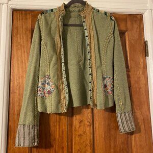 Vintage Free People Reversible Felt Patchwork Coat